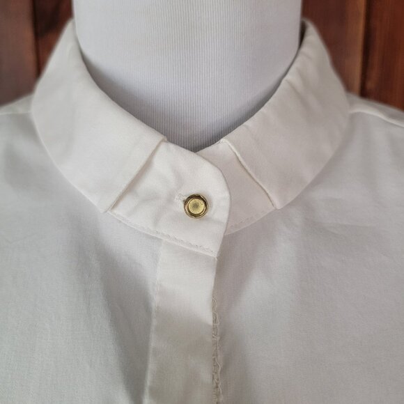 Black Label by Chico’s White Long Shirt Dress Tunic Top Lace Sleeves Size 2 Lg. - Picture 7 of 16